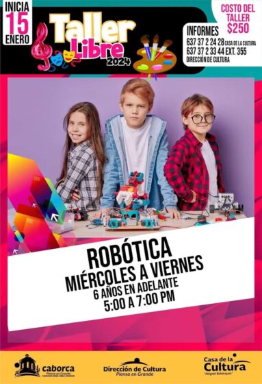 Invitan a niños y jóvenes al Taller de Robótica en Casa de la Cultura
