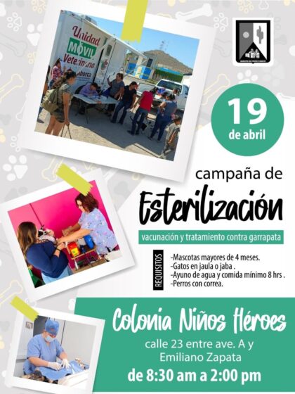 Estará este viernes la Unidad Móvil Veterinaria en colonia Niños Héroes y sábado en el ejido Juan Álvarez