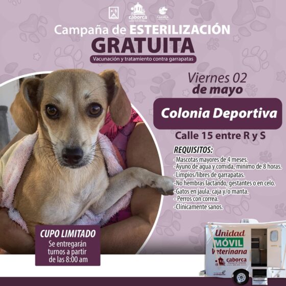 Llegan los servicios GRATUITOS de la Unidad Móvil Veterinaria a la colonia Deportiva