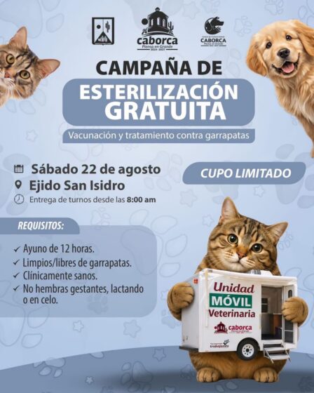 Estará la Unidad Móvil Veterinaria este sábado en el ejido San Isidro