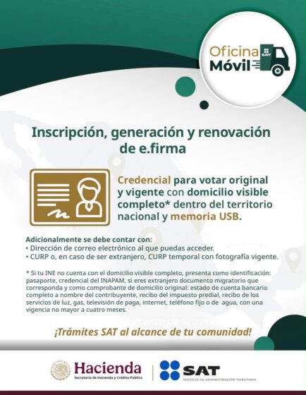 Instalarán módulo de la Oficina Móvil del SAT en Tesorería Municipal.