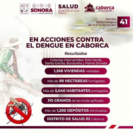 Refuerza Sector Salud acciones contra el dengue en colonias de Caborca.